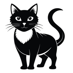 Stylized Silhouette of a Cat Standing with its Tail Curled Upward in a Classic Feline Pose