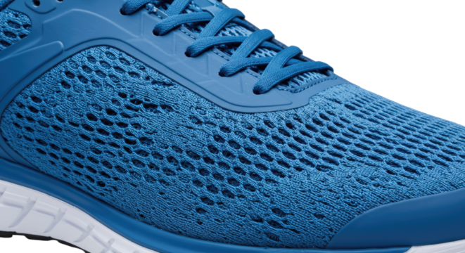 Closeup of Blue Running Shoe Textile.