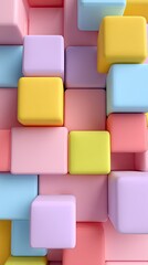 Abstract geometric pattern of colorful, 3D cubes