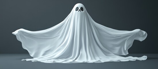 Ethereal apparition: A spectral figure shrouded in flowing white fabric