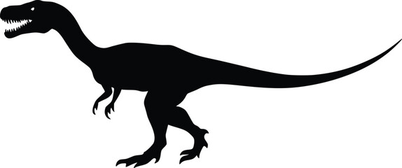 Obraz premium Powerful Dinosaur Silhouette: Vector Illustration, Dramatic, Black.