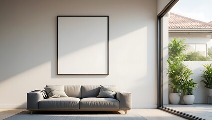 Fototapeta premium Modern Minimalist Living Room Interior Design with Sunlight