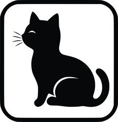 Obraz premium Happy Kitten Vector Icon: Simple Black Silhouette Design