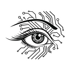 Artificial security eyes concept vector art silhouette