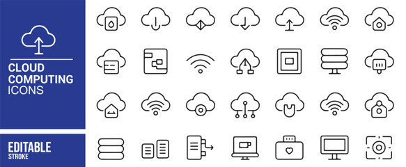 Scalable Cloud Services Icons for Digital Design, Web and Cloud Computing