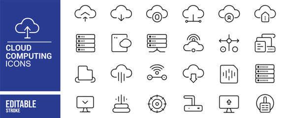 Editable Cloud Computing Icons for Networking, Storage, and Technology Projects

