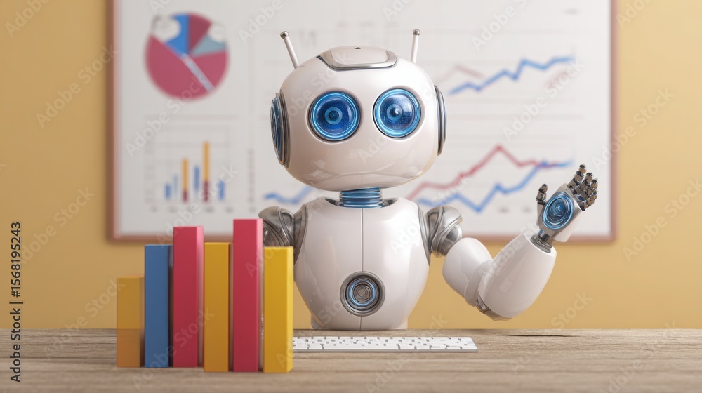 Poster robot using a laptop for health check analysis in an ai-led business context to enhance performance