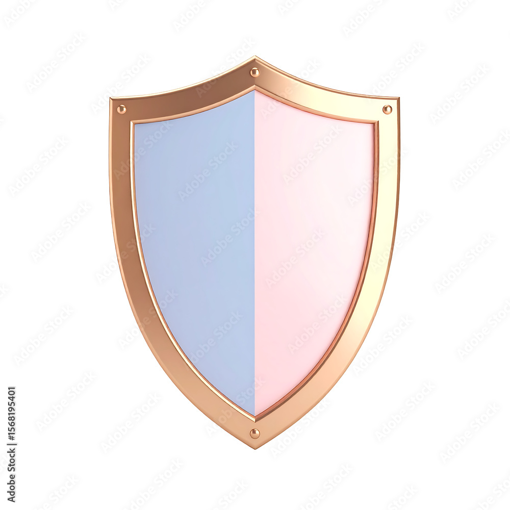 Poster imperial shield icon 3d render with smooth pastel colors and glossy border on transparent
