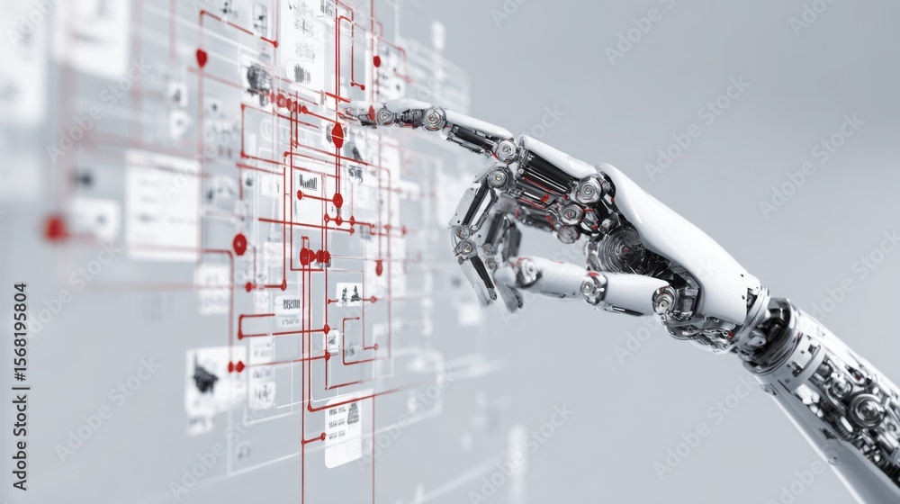 Poster close-up view of a robotic arm engaged in precision tasks with advanced technology for business solu