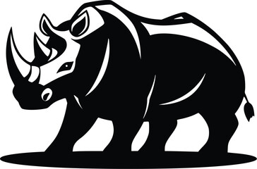 Fototapeta premium Powerful Rhino Vector Illustration: Strong, Bold, Black Silhouette