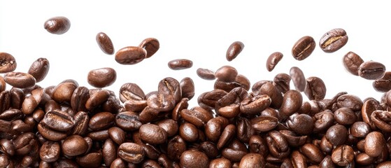 The flying coffee beans creating an inviting aroma and energy.
