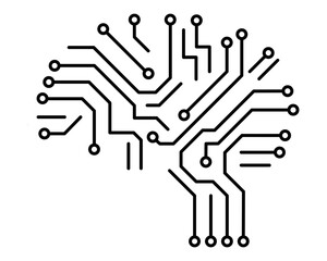 Abstract Representation of a Tree Formed by Electronic Circuitry Illustrating AI and Technology Concepts