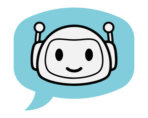 Friendly Chatbot Character in Speech Bubble Representing AI Communication and Assistance Concepts for Digital Interaction
