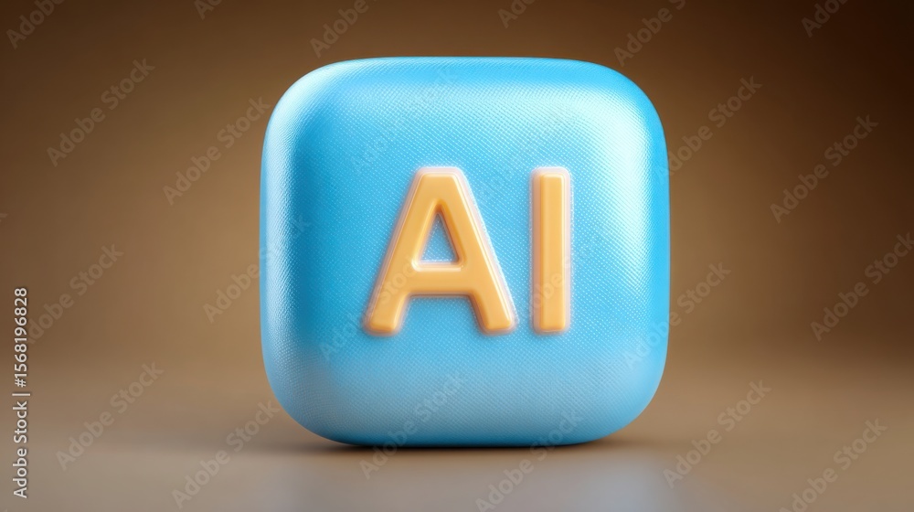Poster blue and orange block featuring letter a representing ai chatbot assistant concept in a compact layo