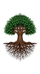 Naklejka premium Majestic Tree of Life, Rooted Strength and Growth, Detailed Illustration