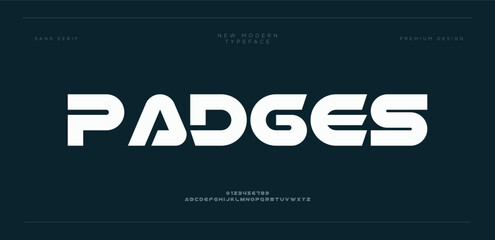 Padges Modern abstract alphabet fonts. Typography sport, simple, technology, fashion, digital, future creative logo font. vector illustration