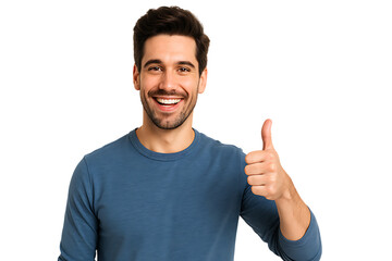 Man showing thumbs up isolated on transparent background