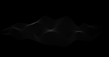 Audio Wave in particles 3D grid surface Abstract vector illustration