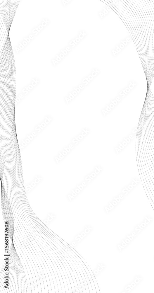 Poster abstract background with monochrome wave lines at the edge of vertical white background illustration