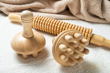 Anti-Cellulite Maderotherapy Instruments on White Table