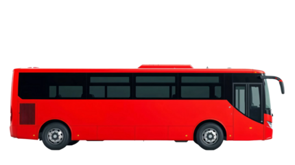 Red bus isolated on transparent background