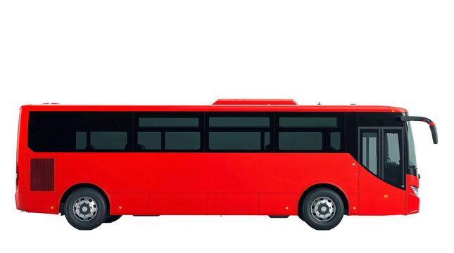 Red bus isolated on transparent background