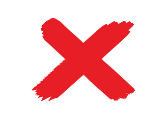 Obraz premium Bold red x mark painted with a brush on a white background