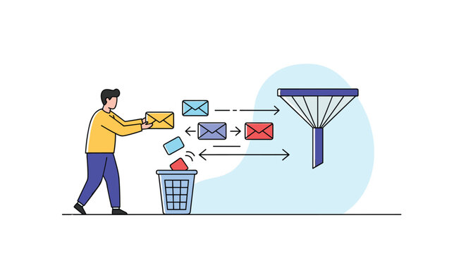 Email Filter Sorts And Organizes Incoming Mail To A Recipient Inbox