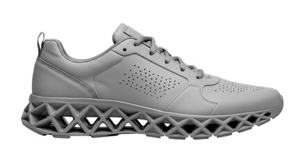 Modern Gray Sneaker with Geometric Sole.