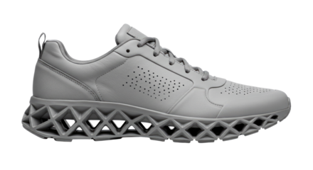 Modern Gray Sneaker with Geometric Sole.