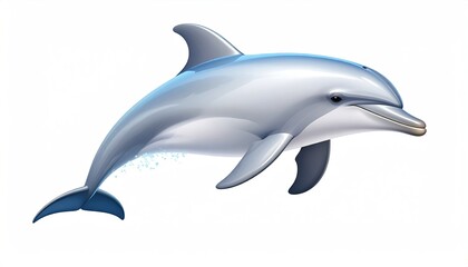 Dolphin in mid-air, water spray