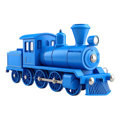 Fototapeta premium Isolated Blue Toy Train 3D Render with Smooth Edges on Transparent Background