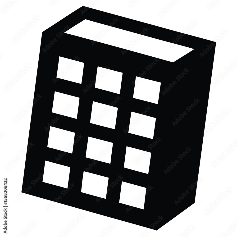 Poster simple black icon of a calculator with a display and keypad
