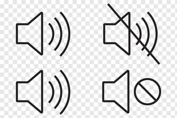 Sound ON and OFF icon. speaker mute icon. Sound vector icon, music volume symbol. Vector illustration Isolated On a white background.