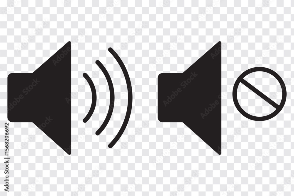 Poster set of a sound on and off icon vector. speaker icon vector. sound volume mute. loudspeaker icon vect