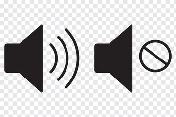 Set of a Sound On and Off Icon Vector. Speaker icon vector. Sound volume mute. Loudspeaker icon vector. Eps 10