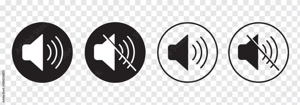 Poster mute speaker, sound on and off icon vector set collection. sound on and off icon vector. speaker ico