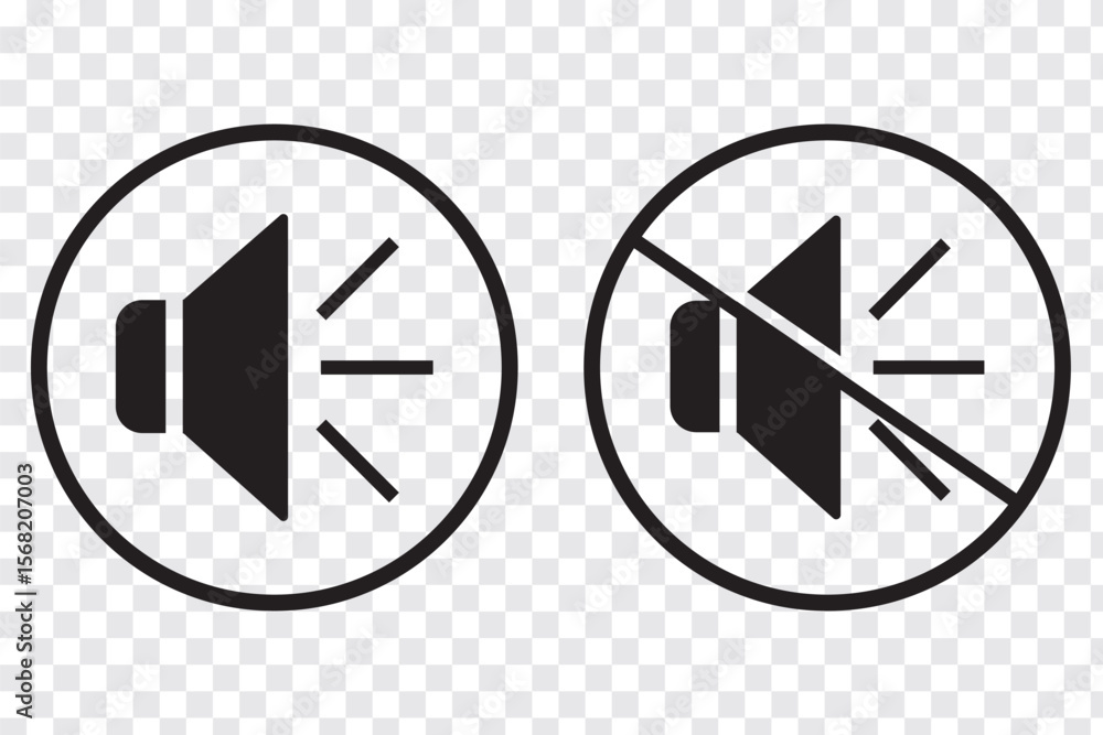 Poster mute speaker, sound on and off icon vector set collection. sound on and off icon vector. speaker ico