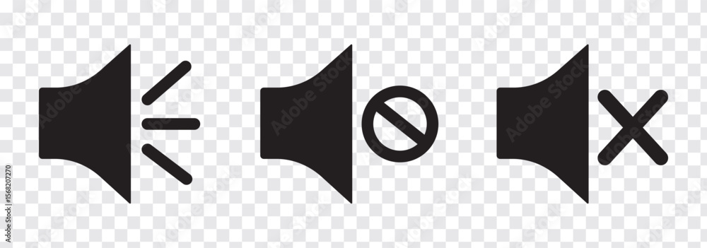 Poster set of a sound on and off icon vector. speaker icon vector. mute speaker, sound off icon vector set,