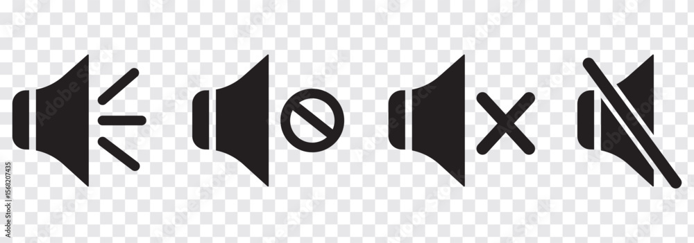 Poster mute speaker, sound on and off icon vector set collection. sound on and off icon vector. speaker ico