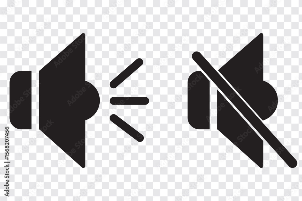 Poster set of a sound on and off icon vector. speaker icon vector. mute speaker, sound off icon vector set,