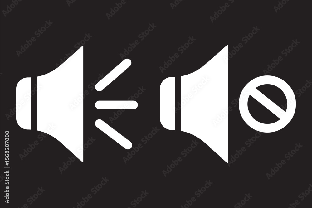 Poster set of a sound on and off icon vector. speaker icon vector. mute speaker, sound off icon vector set,