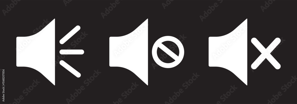 Poster mute speaker, sound on and off icon vector set collection. sound on and off icon vector. speaker ico