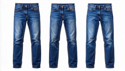 Three Blue Jeans Mockup Set with Different Wash Styles