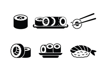 Sushi rolls and nigiri with chopsticks maki food