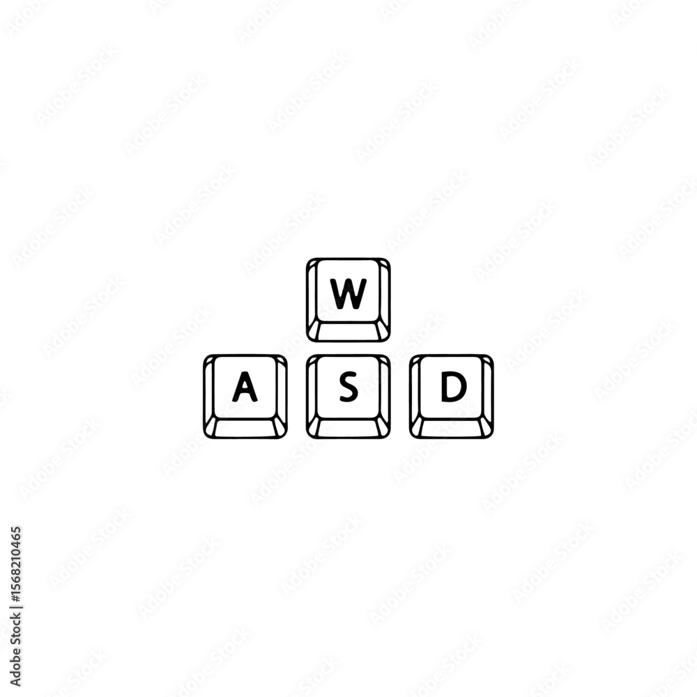 Fototapete W A S D keys, game control keyboard buttons icon flat vector design.
