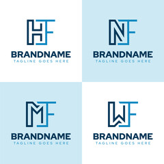 Letters HF NF MF WF Monogram Logo Set, for FH FN FM FW initials