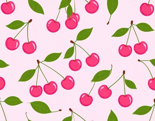 Pink Cherries and Leaves Pattern (5)