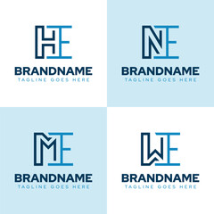 Letters HE NE ME WE Monogram Logo Set, for EH EN EM EW initials