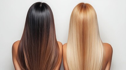 Fototapeta premium Dark and blonde straight hair with fair skin tones
